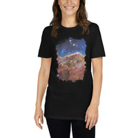 Carina Nebula JWST design on unisex T-shirt, front view