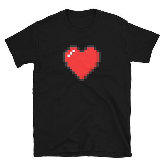 Pixel Heart design on unisex T-shirt, front view