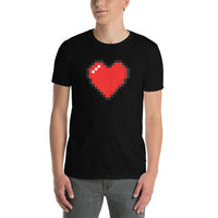 Pixel Heart design on unisex T-shirt, front view