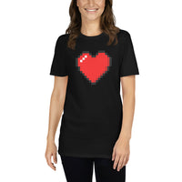 Pixel Heart design on unisex T-shirt, front view