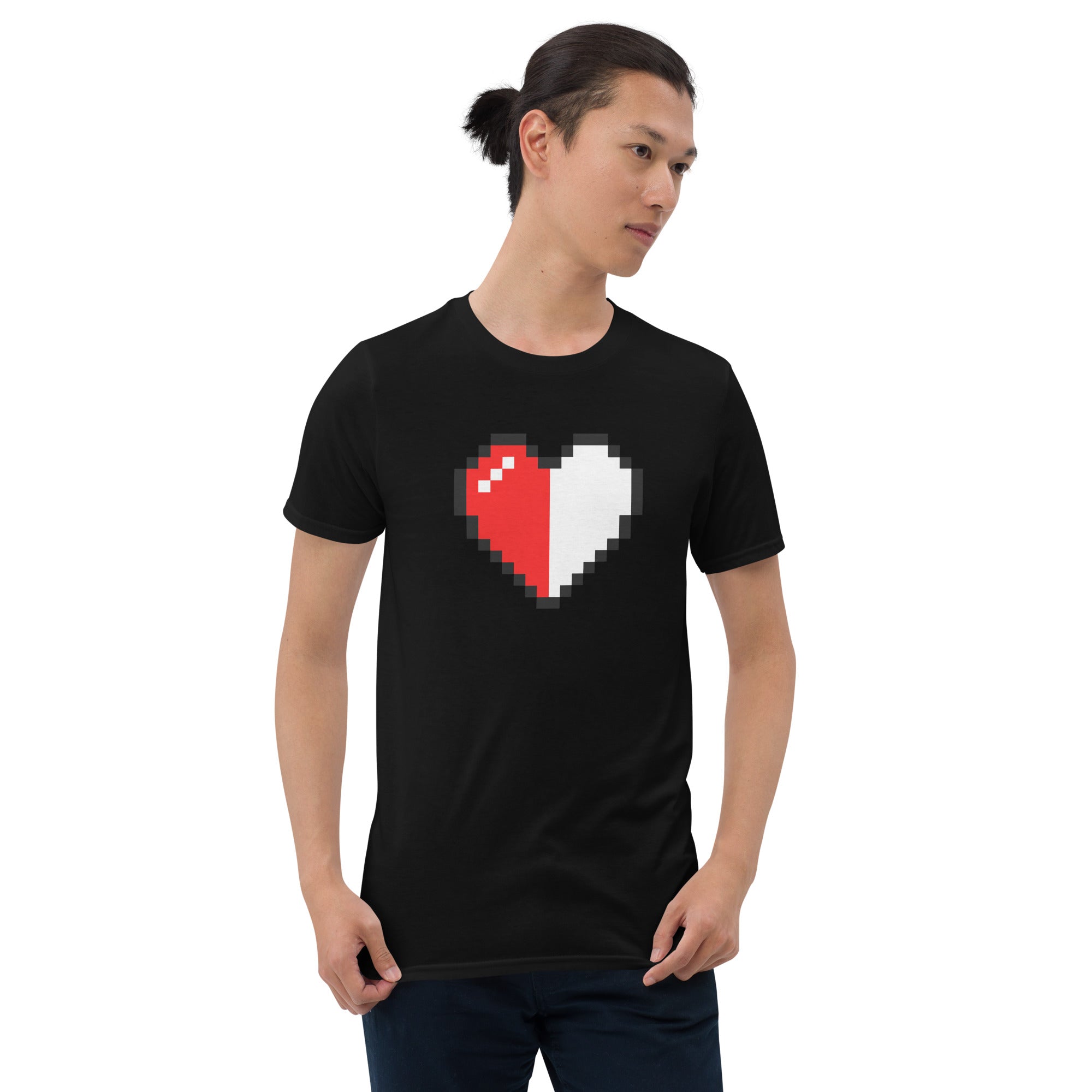 Retro 8 Bit Video Game Pixelated Half Heart Short-Sleeve T-Shirt