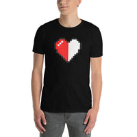 Pixel Half Heart design on unisex T-shirt, front view