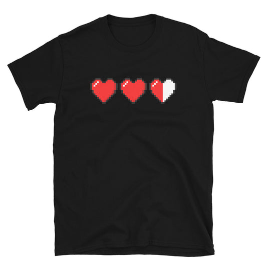 3 Heart Meter design on unisex T-shirt, front view