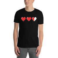 3 Heart Meter design on unisex T-shirt, front view
