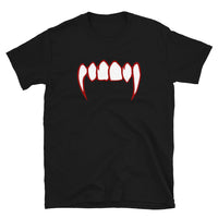 Bloody Vampire Fangs design on unisex T-shirt, front view