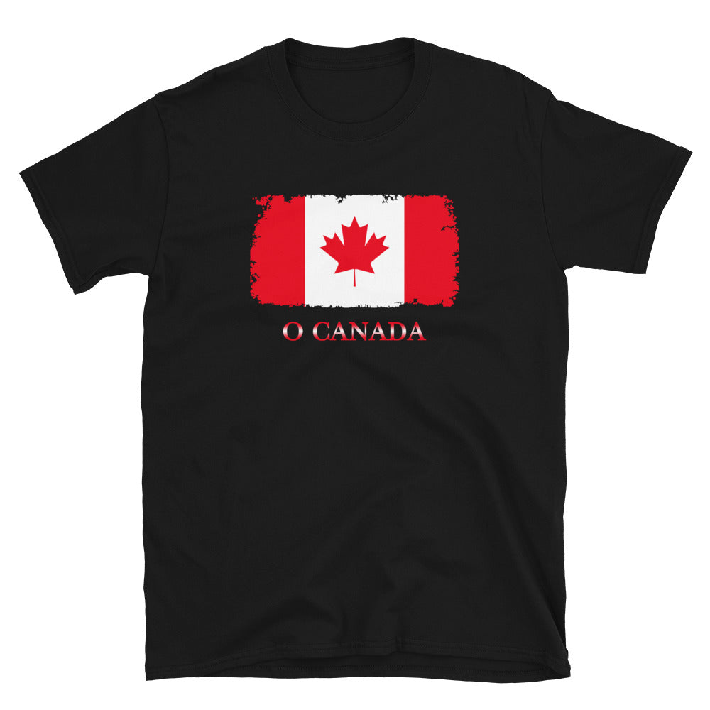 Canada Maple Leaf Flag design on unisex T-shirt, front view