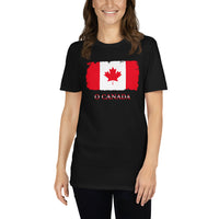 Canada Maple Leaf Flag design on unisex T-shirt, front view
