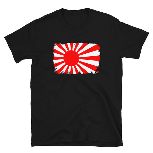 Japan Rising Sun Flag design on unisex T-shirt, front view