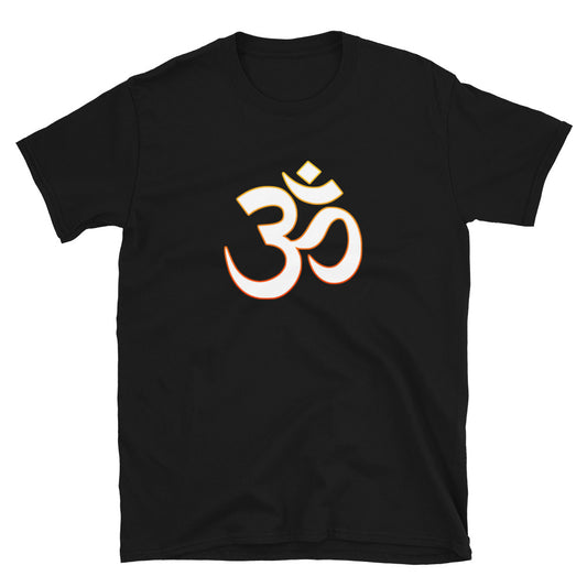 Om Sacred Symbol design on unisex T-shirt, front view