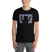 They're Here Poltergeist design on unisex T-shirt, front view