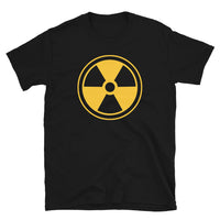 Radiation Warning Sign design on unisex T-shirt, front view