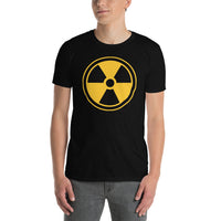Radiation Warning Sign design on unisex T-shirt, front view