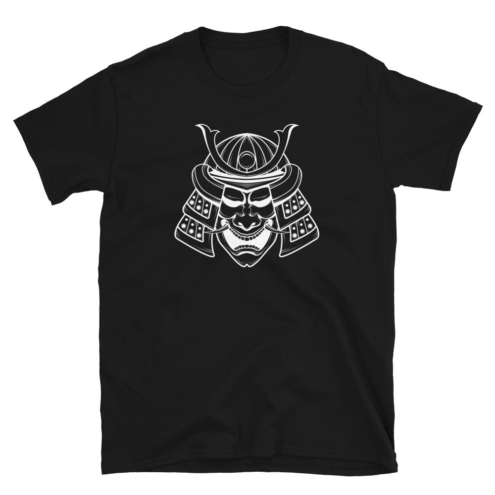 White Samurai Warrior Kabuto Mempo Mask Short-Sleeve T-Shirt