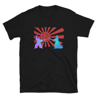 Samurai Duel Rising Sun design on unisex T-shirt, front view