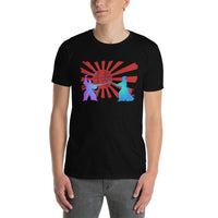Samurai Duel Rising Sun design on unisex T-shirt, front view