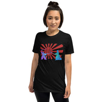 Samurai Duel Rising Sun design on unisex T-shirt, front view
