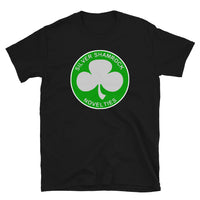 Silver Shamrock Novelties design on unisex T-shirt, front view