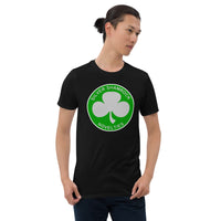 Silver Shamrock Novelties design on unisex T-shirt, front view