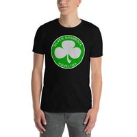 Silver Shamrock Novelties design on unisex T-shirt, front view