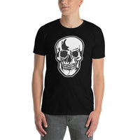 Halloween Human Skull design on unisex T-shirt, front view