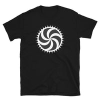 White Deadly Swirl design on unisex T-shirt, front view