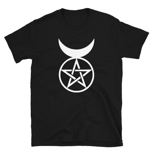 Horned God design on unisex T-shirt, front view