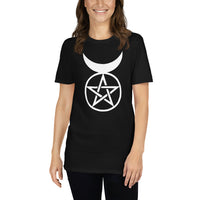 Horned God design on unisex T-shirt, front view