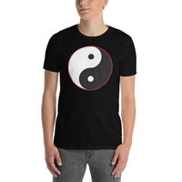 Yin and Yang Ancient Chinese Symbol design on unisex T-shirt, front view