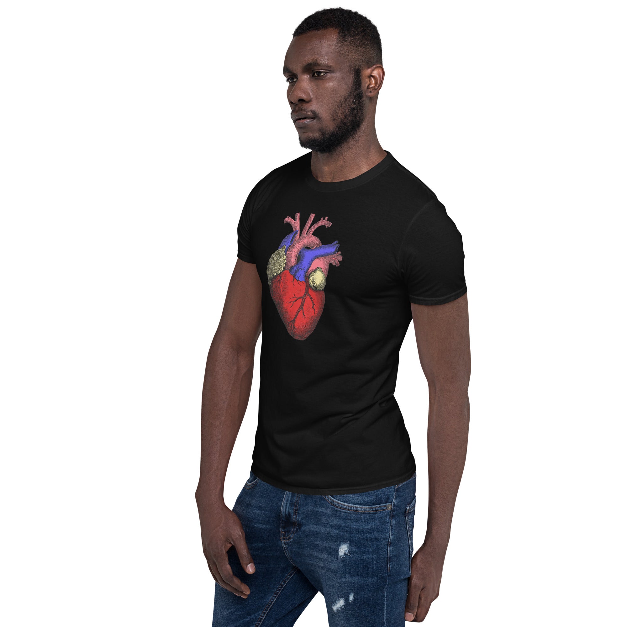 Anatomical Human Heart Medical Art Men's Short Sleeve T-Shirt Full Color - Edge of Life Designs