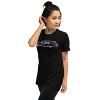 Classic Funeral Hearse design on unisex T-shirt, left-front view