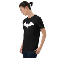 Blurry Bat design on unisex T-shirt, left-front view