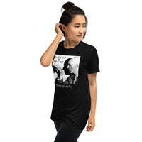 Aleister Crowley design on unisex T-shirt, left-front view