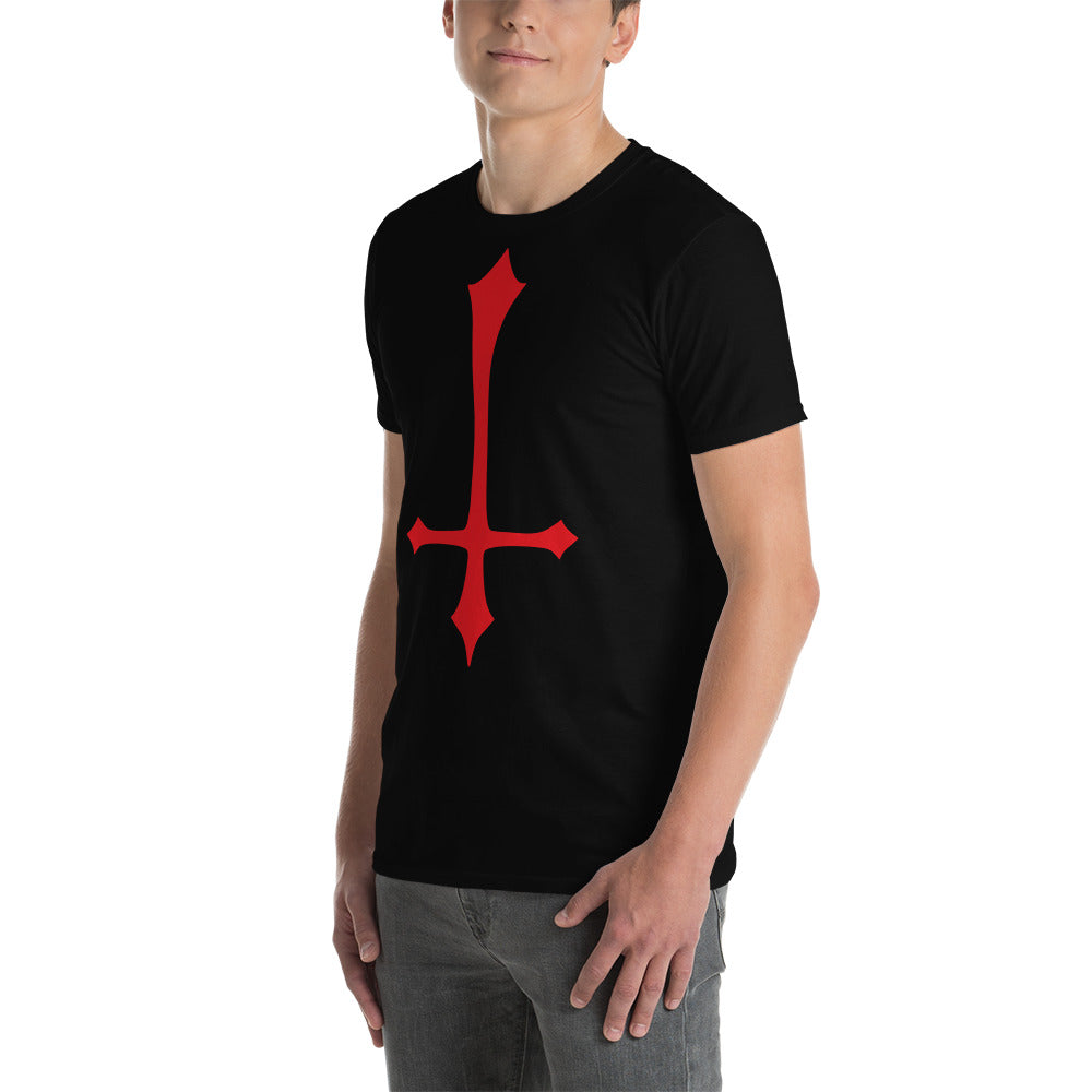 Red Inverted Satanic Unholy Cross Men's Short-Sleeve T-Shirt