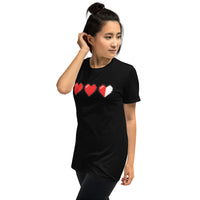 3 Heart Meter design on unisex T-shirt, left-front view