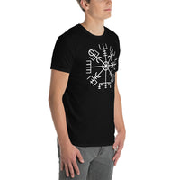Vegvisir Wayfinder design on unisex T-shirt, right-front view