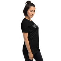 Classic Funeral Hearse design on unisex T-shirt, right-front view