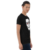 Pazuzu Captain Howdy design on unisex T-shirt, right-front view
