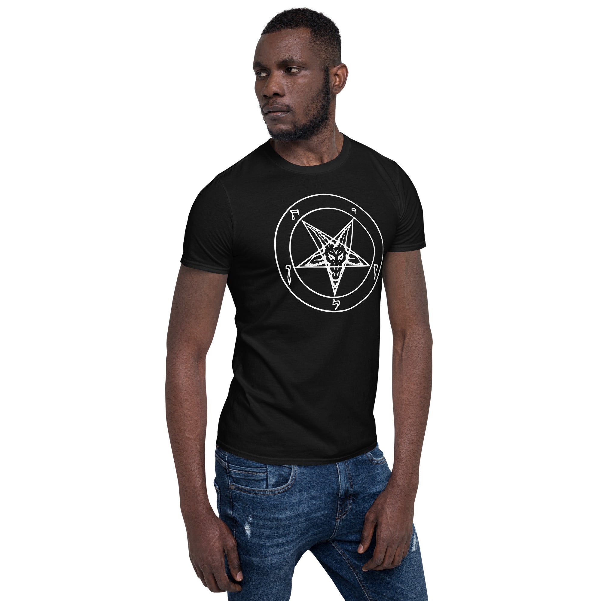 Sigil of Baphomet Insignia of Satan Men's Short Sleeve T-Shirt White Print - Edge of Life Designs