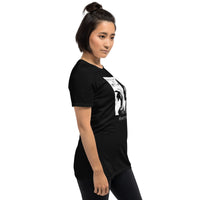Aleister Crowley design on unisex T-shirt, right-front view