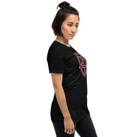 Inverted Pentagram design on unisex T-shirt, right-front view