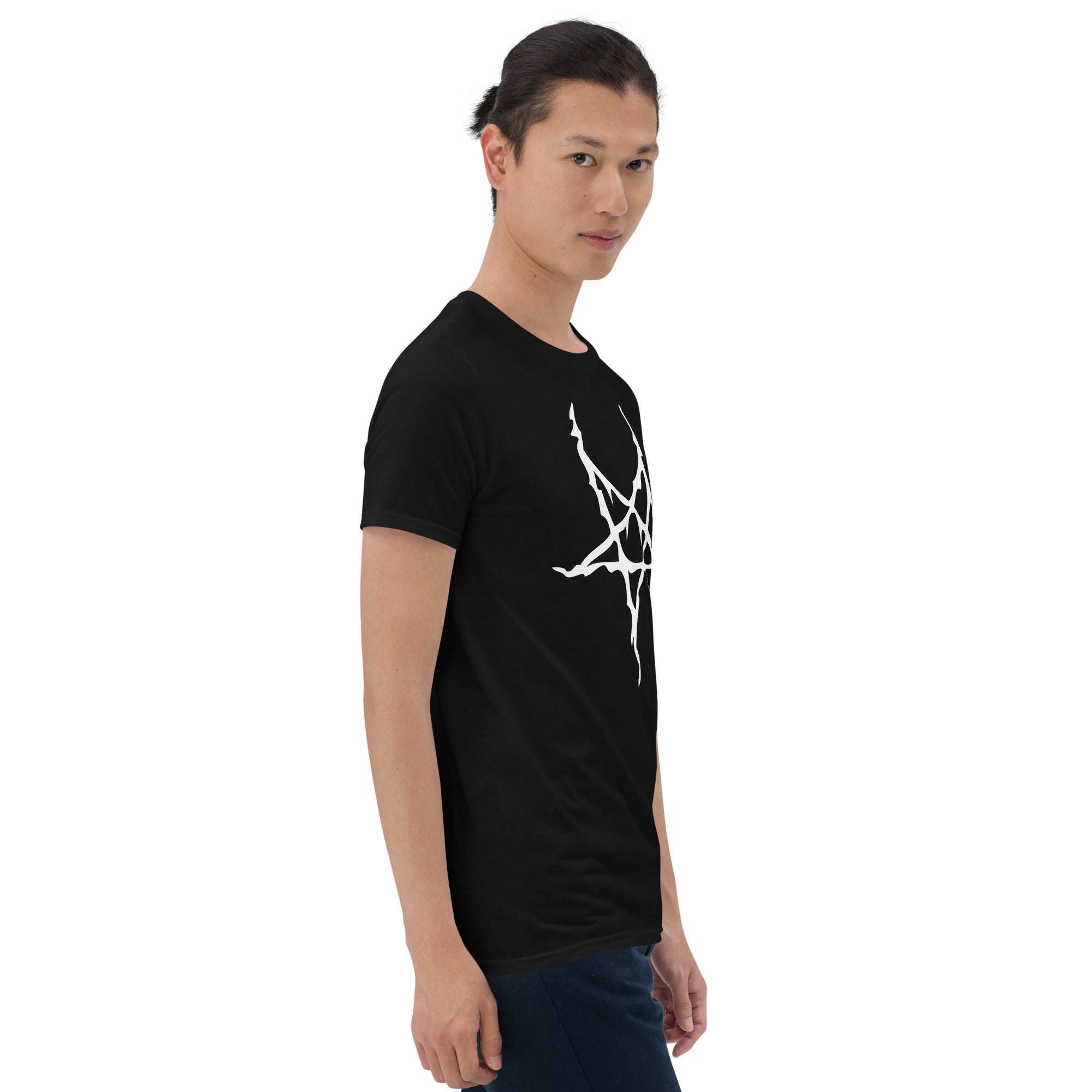 White Melting Inverted Pentagram Black Metal Style Men's Short-Sleeve T-Shirt