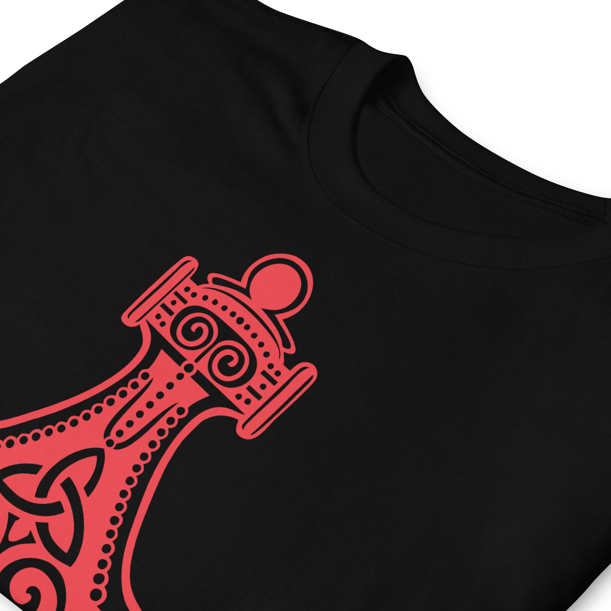 Thor's Hammer Mjolnir Norse Mythology Men's Short-Sleeve T-Shirt Red Print - Edge of Life Designs