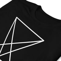 White Sigil of Lucifer design on unisex T-shirt, detail view