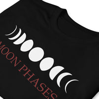 Lunar Moon Phases design on unisex T-shirt, detail view