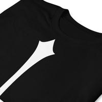 White Inverted Cross design on unisex T-shirt, detail view