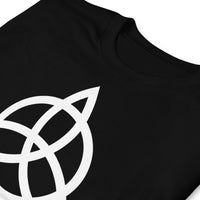 Celtic Triquetra design on unisex T-shirt, detail view