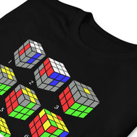 Speed Cube Solution Diagram design on unisex T-shirt, detail view