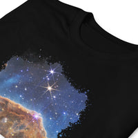 Carina Nebula JWST design on unisex T-shirt, detail view