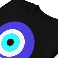 Classic Evil Eye design on unisex T-shirt, detail view