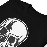 Halloween Human Skull design on unisex T-shirt, detail view